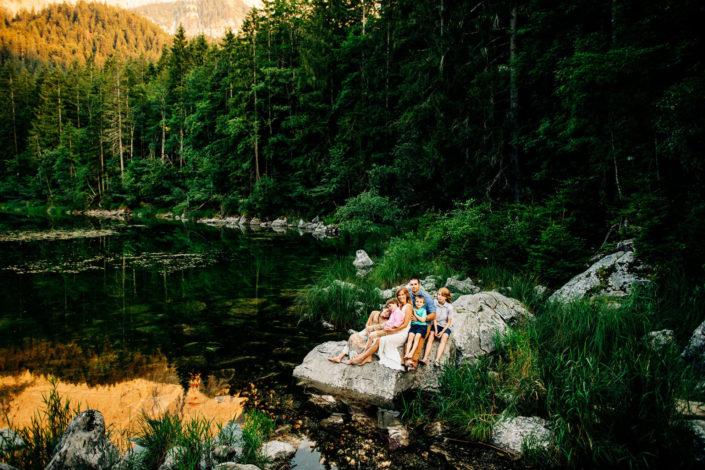 family picture im the Bavarian Alps. Lake Eibsee, Garmish Germany