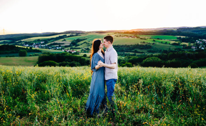 Couple dancing against the rolling hills of Germany